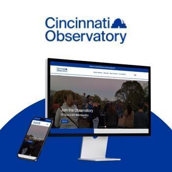 Cincinnati Observatory website on phone and computer screen with logo